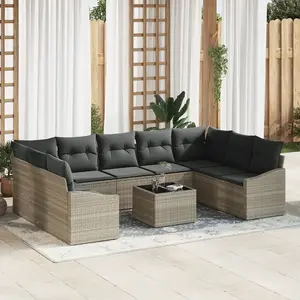 vidaXL Ensemble de canapé de jardin avec stockage Gris clair polyrotin pas cher