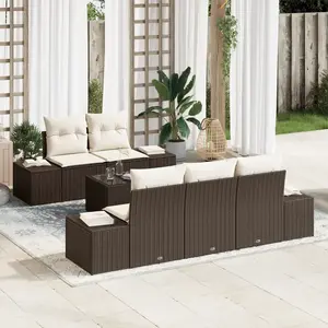 vidaXL Ensemble de canapé de jardin 6 pcs Marron et Crème polyrotin pas cher