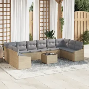 vidaXL Ensemble de canapé de jardin Beige et Gris clair polyrotin pas cher