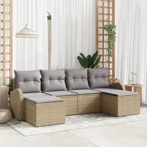 vidaXL Ensemble de Canapés 6 pcs Beige et gris clair polyrotin pas cher