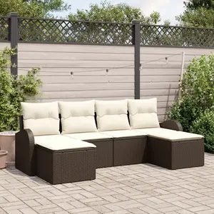 vidaXL Ensemble de Canapés 6 pcs Marron et blanc polyrotin pas cher