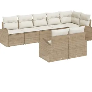 vidaXL Ensemble de canapé de jardin 8 pcs Beige et blanc polyrotin pas cher