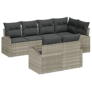 vidaXL Ensemble de canapé de jardin 7 pcs Gris clair polyrotin pas cher