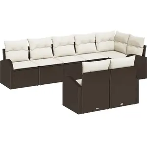 vidaXL Ensemble de canapé de jardin 8 pcs Marron et blanc polyrotin pas cher