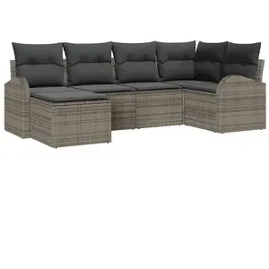 vidaXL Ensemble de Canapés avec coussin 6 pcs Gris polyrotin pas cher