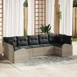 vidaXL Ensemble de canapé de jardin 7 pcs Gris clair polyrotin pas cher