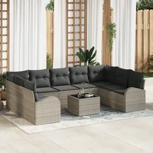 vidaXL Ensemble de canapé de jardin 10 pcs Gris clair polyrotin pas cher