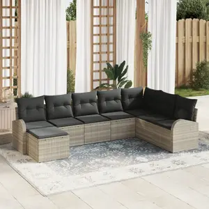 vidaXL Ensemble de Canapés avec coussin 8 pcs Gris clair polyrotin pas cher