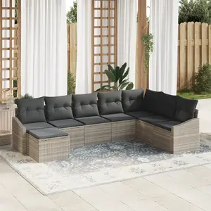 vidaXL Ensemble de canapé de jardin 8 pcs Gris clair polyrotin pas cher