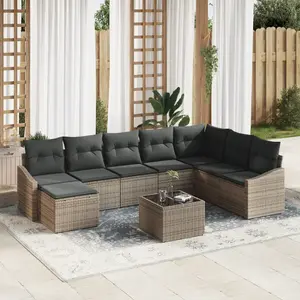 vidaXL Ensemble de canapé de jardin 8 pcs Gris clair polyrotin pas cher