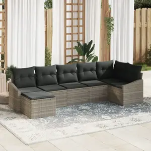 vidaXL Ensemble de canapé de jardin 7 pcs Gris clair polyrotin pas cher