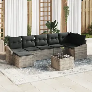 vidaXL Ensemble de canapé de jardin 8 pcs Gris clair polyrotin pas cher