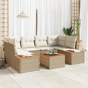 VIDAXL Ensemble De Canapés De Jardin 6 Pièces Avec Coussins Beige Poly Rattan Acacia pas cher