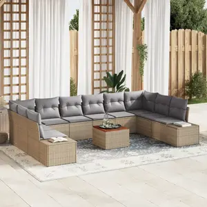 vidaXL Ensemble de canapé de jardin 11 pcs beige et gris clair pas cher