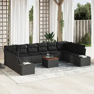 vidaXL Ensemble de canapé de jardin avec stockage 11 pcs Noir pas cher