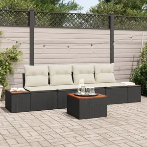 vidaXL Ensemble de canapé de jardin avec coussin 5 pcs Noir Poly rotin pas cher