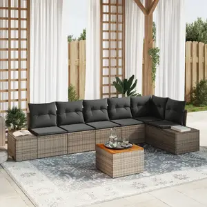 vidaXL Ensemble de canapé de jardin avec stockage 7 pcs Gris polyrotin pas cher