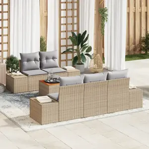 vidaXL Ensemble de canapé de jardin 6 pcs Beige et Gris clair pas cher