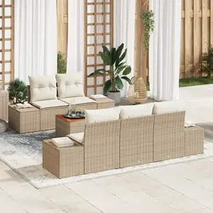 vidaXL Vidaxl Ensemble De Canapé De Jardin De 6 Pièces Avec Coussins Beige Polyosier Acacia pas cher