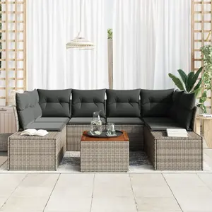 vidaXL Ensemble de canapé de jardin avec stockage 7 pcs Gris polyrotin pas cher