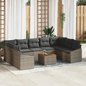 vidaXL Ensemble de canapé de jardin 10 pcs Gris polyrotin pas cher