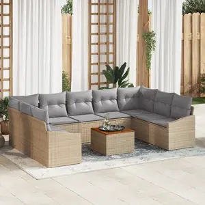 vidaXL Ensemble de canapé de jardin 10 pcs Beige et Gris clair pas cher