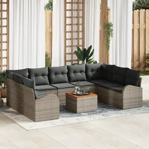 vidaXL Ensemble de canapé de jardin 10 pcs Gris polyrotin pas cher