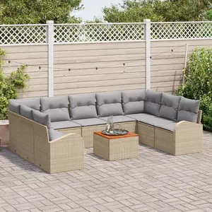 vidaXL Ensemble de canapé de jardin 10 pcs Beige et Gris clair pas cher