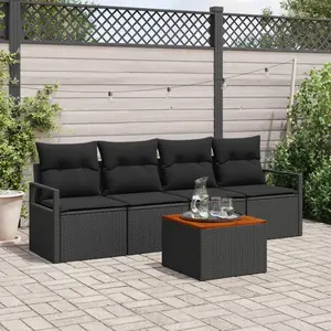 vidaXL Ensemble de canapé de jardin avec stockage 5 pcs Noir polyrotin pas cher