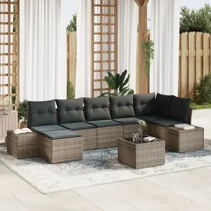 vidaXL Vidaxl Canapé De Jardin 7 Pièces Avec Coussins En Rotin Noir pas cher