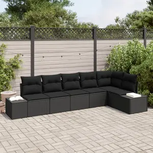 vidaXL Vidaxl Ensemble De Canapé De Jardin De 6 Pièces Avec Coussins Noir Rattan Polyéthylène pas cher