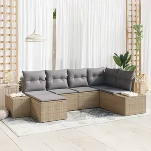 vidaXL Ensemble de canapé de jardin 6 pcs Beige et Gris clair pas cher
