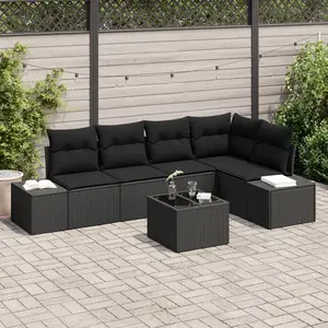 vidaXL Ensemble de canapé de jardin avec stockage Noir polyrotin pas cher