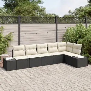 vidaXL Vidaxl Ensemble De Canapés De Jardin 6 Pièces Avec Coussins Noir Rattan Poly pas cher