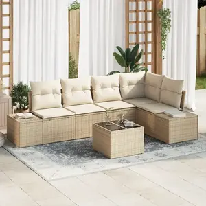 vidaXL Ensemble de canapé de jardin Beige et crème polyrotin pas cher