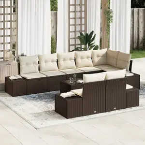 vidaXL Ensemble de canapé de jardin Marron et Crème Poly rotin pas cher