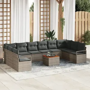vidaXL Ensemble de canapé de jardin 11 pcs Gris polyrotin pas cher