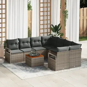 vidaXL Ensemble de canapé de jardin avec stockage 9 pcs Gris polyrotin pas cher