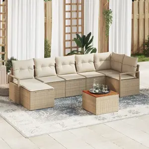 vidaXL Ensemble de canapé de jardin 8 pcs Beige et crème polyrotin pas cher