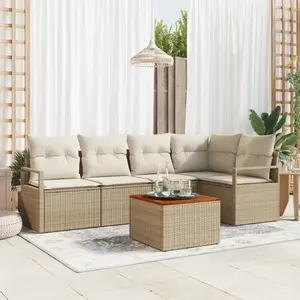 vidaXL Ensemble de canapé de jardin 6 pcs Beige et crème polyrotin pas cher
