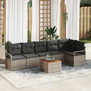 vidaXL Ensemble de canapé de jardin avec stockage 7 pcs Gris polyrotin pas cher