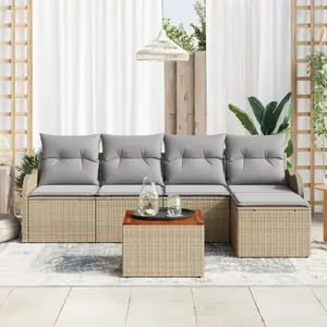 vidaXL Ensemble de canapé de jardin 6 pcs Beige et Gris clair pas cher