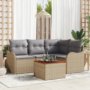 vidaXL Ensemble de canapé de jardin 5 pcs Beige et Gris clair pas cher