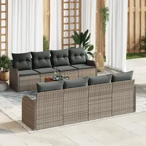 vidaXL Ensemble de canapé de jardin avec stockage 9 pcs Gris polyrotin pas cher