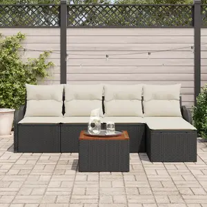 VIDAXL Ensemble de canapé de jardin 6 pièces avec coussins Noir en poly rattan Acacia, Canapé de jardin 2 places avec rangement et coussins Noir en poly rattan pas cher