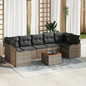 vidaXL Ensemble de canapé de jardin avec stockage 8 pcs Gris polyrotin pas cher