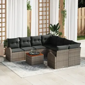 vidaXL Ensemble de canapé de jardin avec stockage 9 pcs Gris polyrotin pas cher