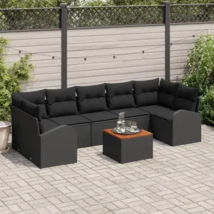 vidaXL Ensemble de canapé de jardin avec stockage 8 pcs Noir polyrotin pas cher