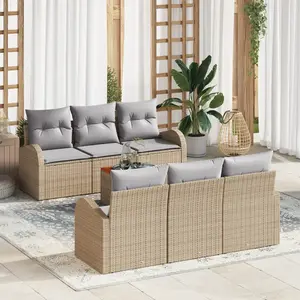 vidaXL Ensemble de canapé de jardin 7 pcs Beige et Gris clair pas cher