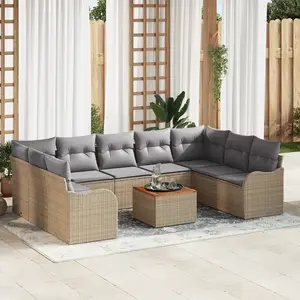 vidaXL Ensemble de canapé de jardin 10 pcs Beige et Gris clair pas cher
